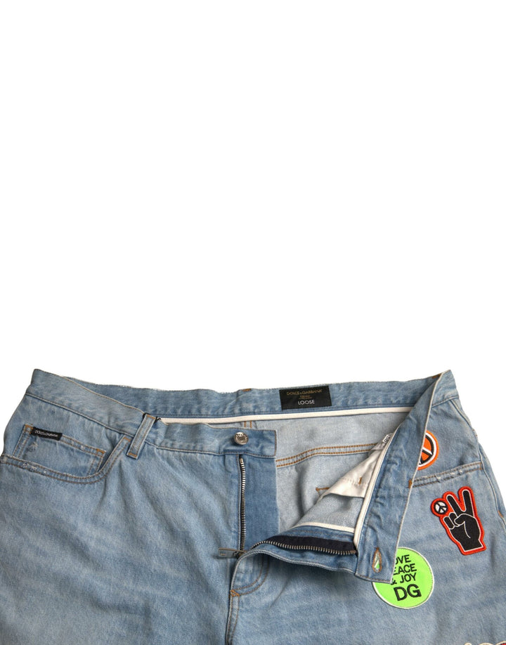 Hellblaue Baumwolle Herren Bermuda Denim Shorts