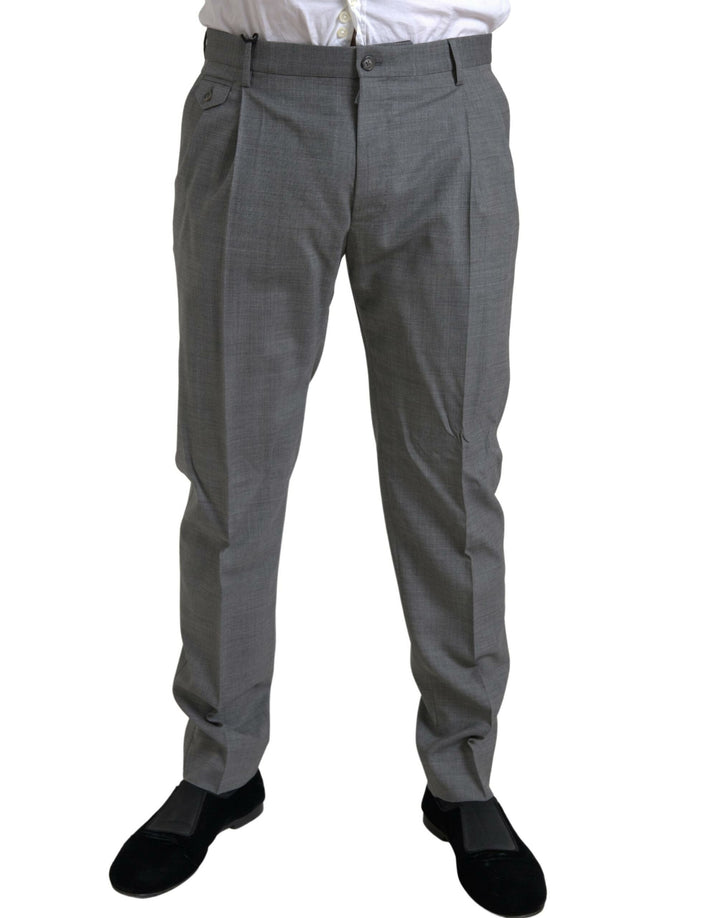 Elegant skinny wool dress pants in gray
