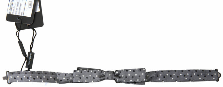 Elegant grey silk bow tie