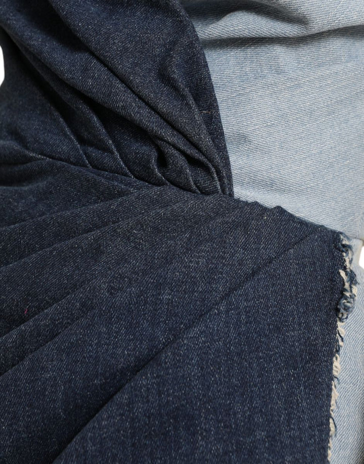 Blaues Patchwork-Minikleid aus zweifarbigem Denim