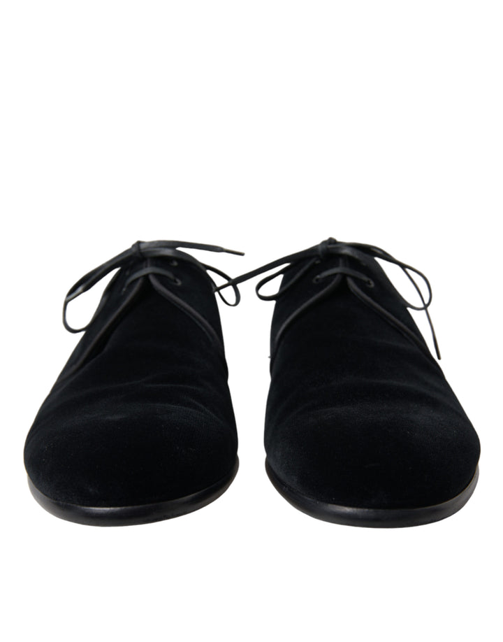 Schwarze Samtschnürer für formelle Derby-Schuhe