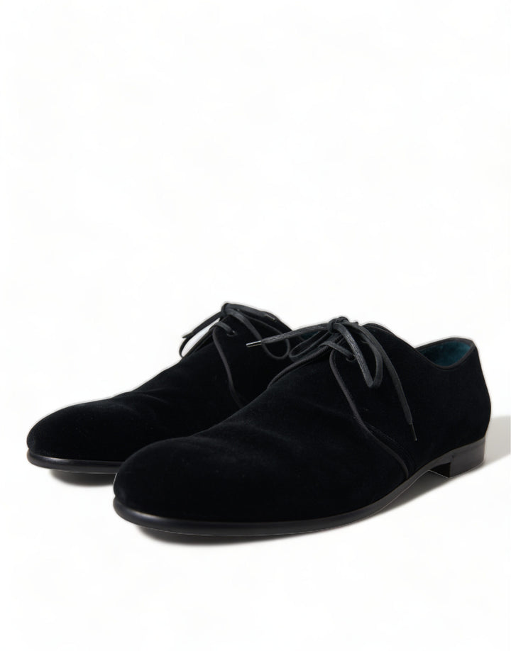 Schwarze Samtschnürer für formelle Derby-Schuhe