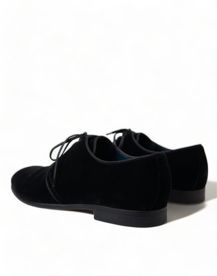Schwarze Samtschnürer für formelle Derby-Schuhe
