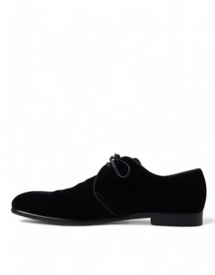 Schwarze Samtschnürer für formelle Derby-Schuhe