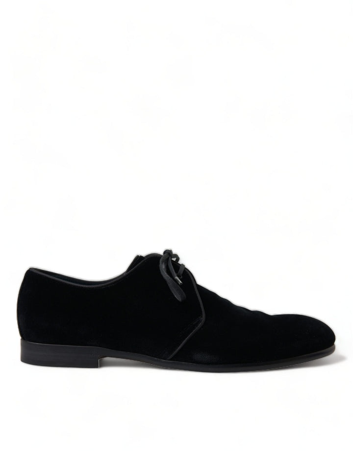 Schwarze Samtschnürer für formelle Derby-Schuhe