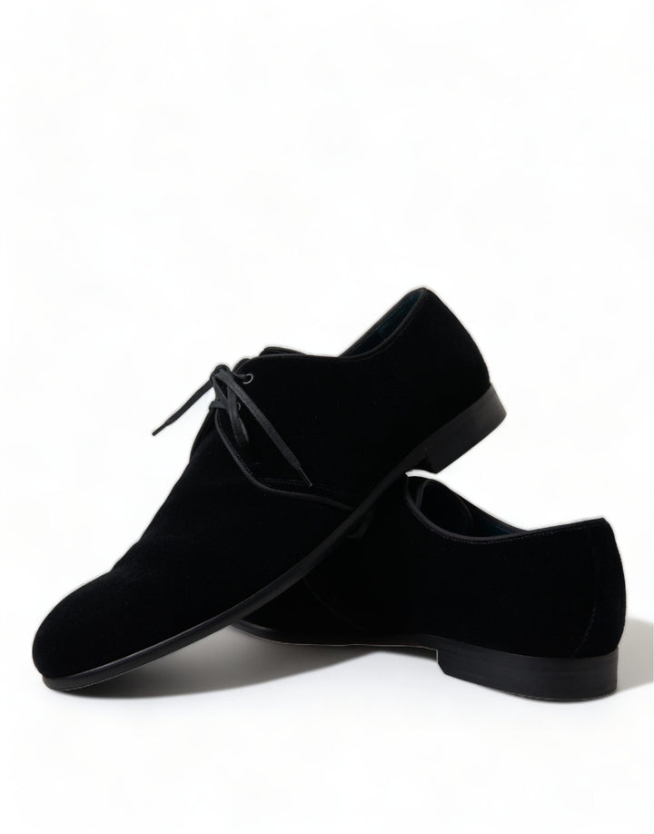 Schwarze Samtschnürer für formelle Derby-Schuhe