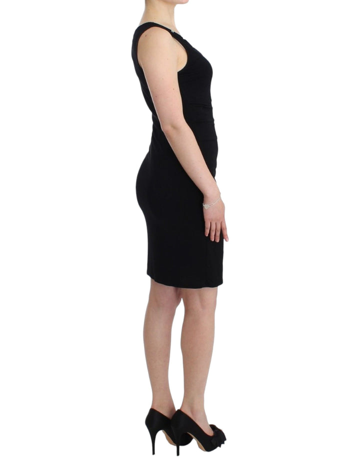 Elegant black knee-length sheath dress