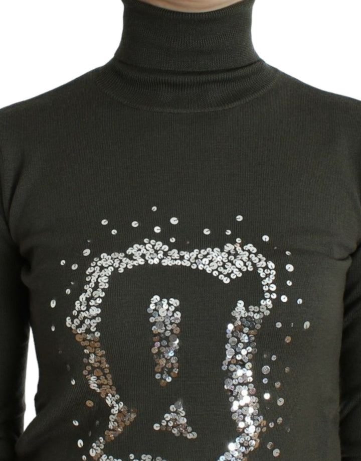 Grüner Woll-Rollkragenpullover