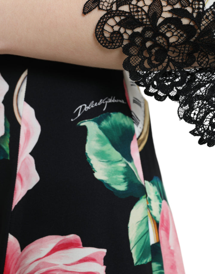 Charming floral A-line dress with sequin trim