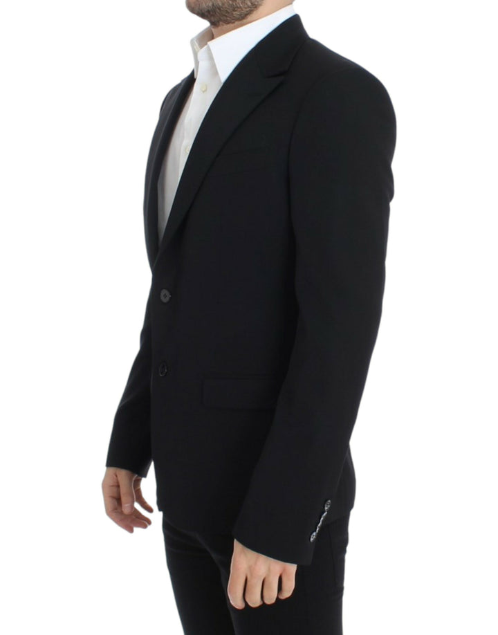 Elegant, slim-fit blazer made of black wool