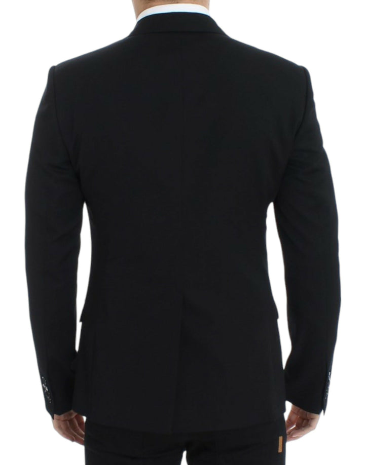 Elegant, slim-fit blazer made of black wool