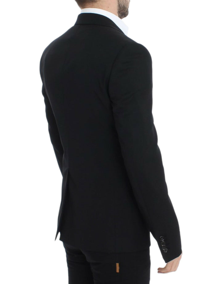 Elegant, slim-fit blazer made of black wool