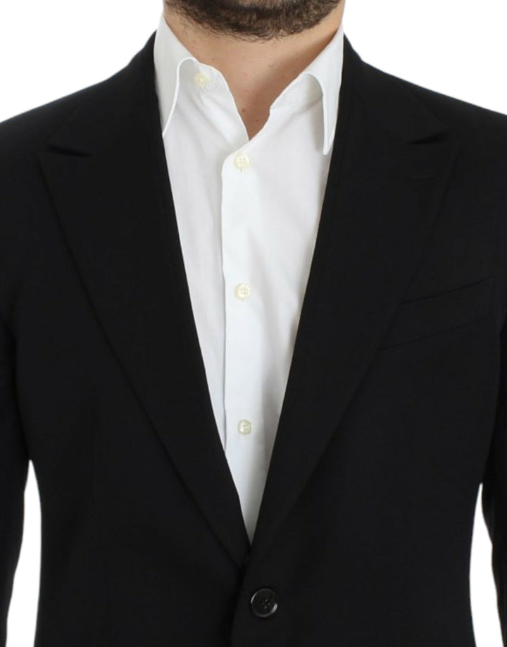 Elegant, slim-fit blazer made of black wool