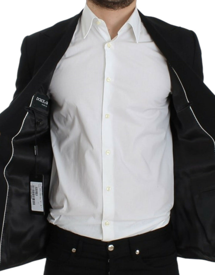Elegant, slim-fit blazer made of black wool