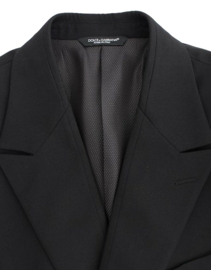 Elegant, slim-fit blazer made of black wool