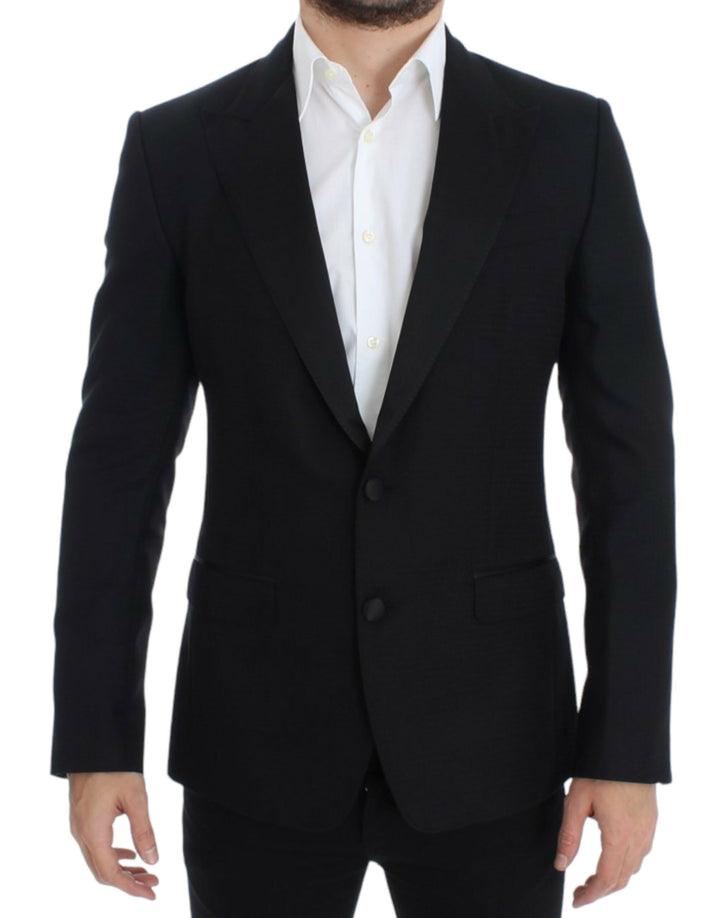 Elegant black silk blend blazer Sicilia