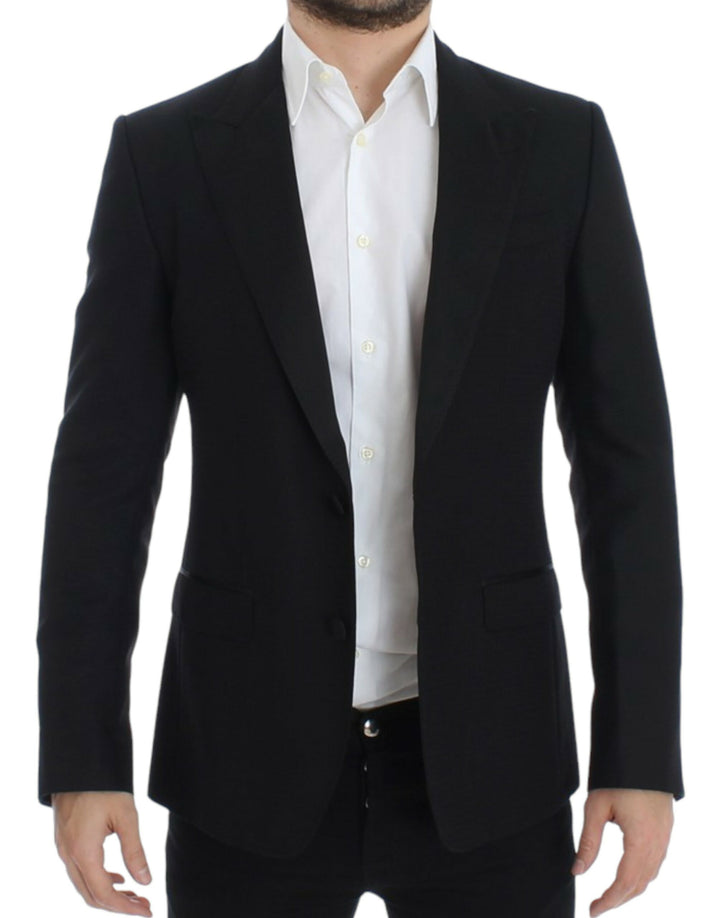 Elegant black silk blend blazer Sicilia
