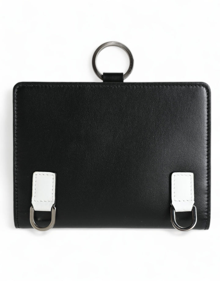 Elegant black leather crystal card holder wallet
