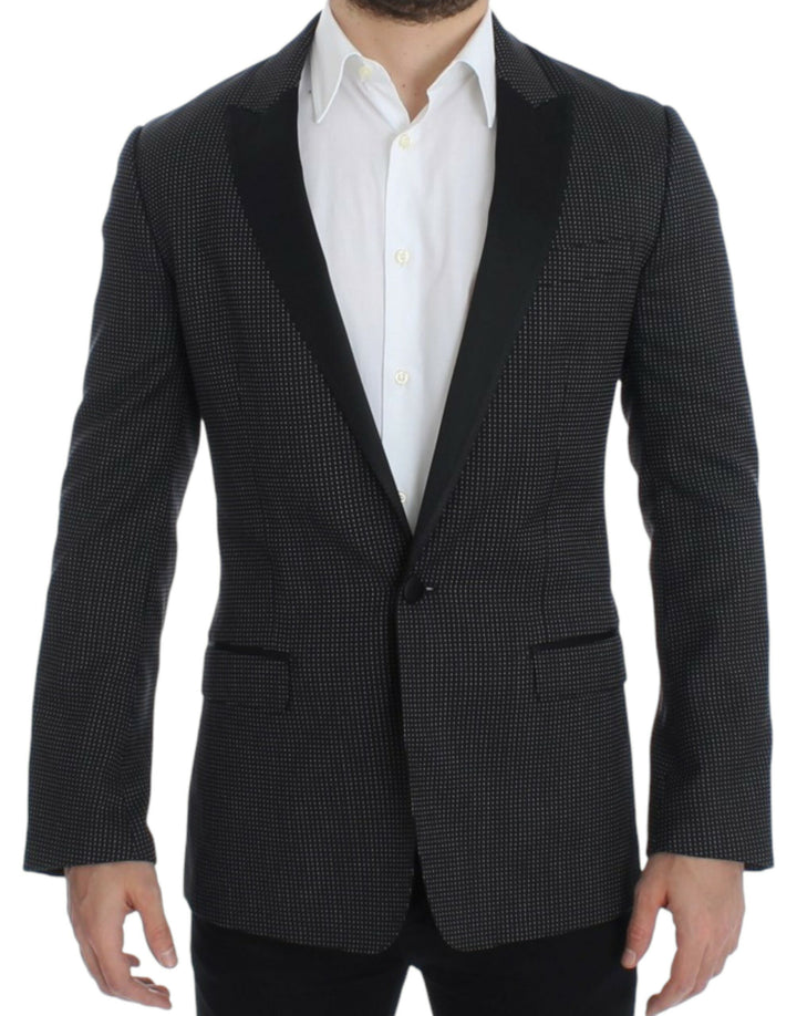 Elegant black polka dot blazer in slim fit