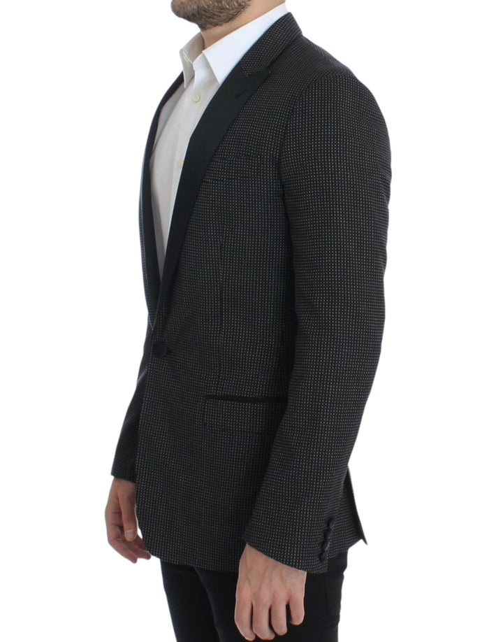 Elegant black polka dot blazer in slim fit