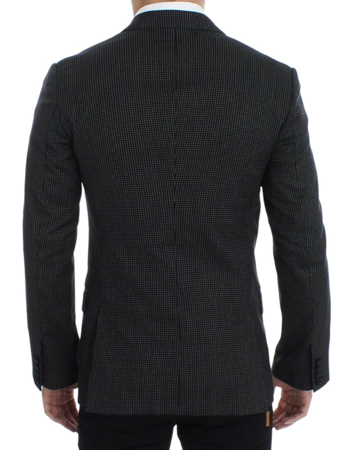 Elegant black polka dot blazer in slim fit