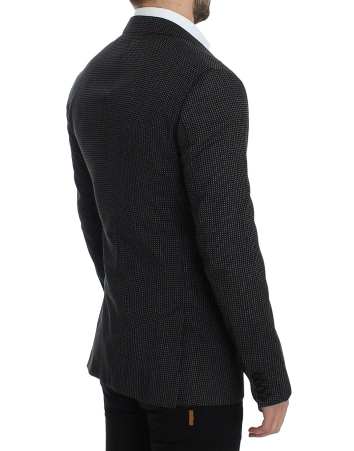Elegant black polka dot blazer in slim fit