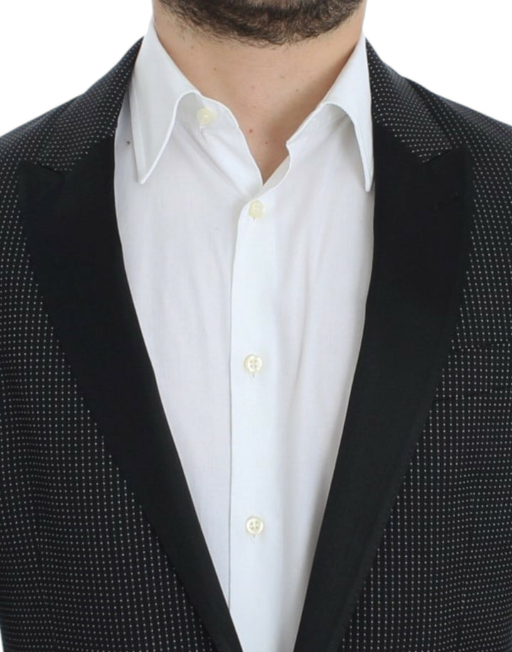 Elegant black polka dot blazer in slim fit
