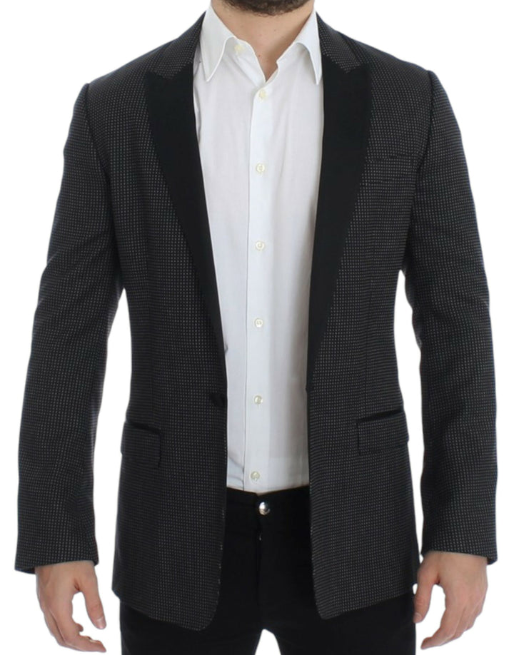 Elegant black polka dot blazer in slim fit