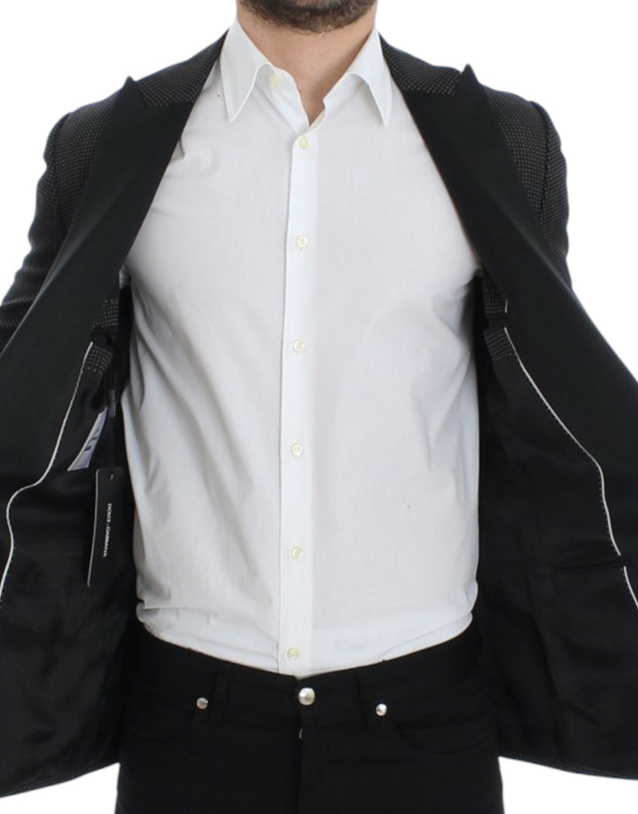 Elegant black polka dot blazer in slim fit