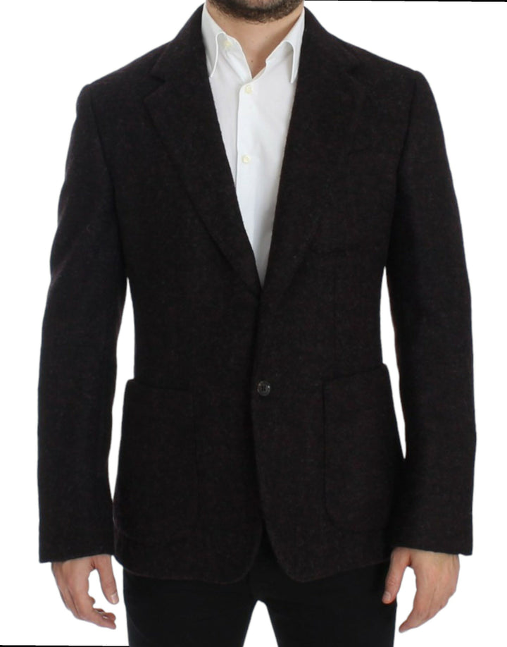 Bordeaux Alpaca Two-Button Blazer Jacket