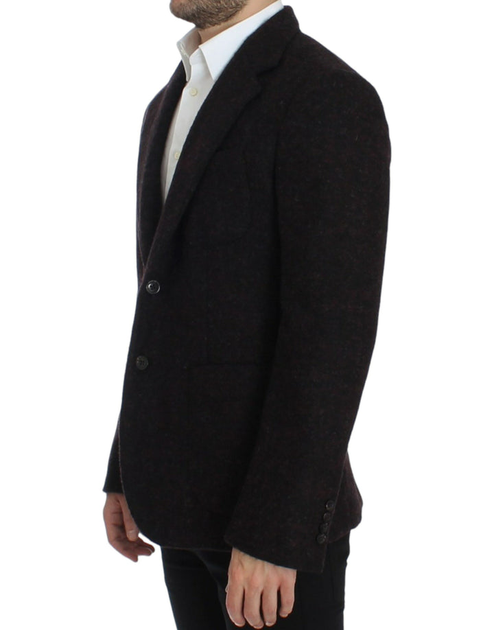 Bordeaux Alpaca Two-Button Blazer Jacket