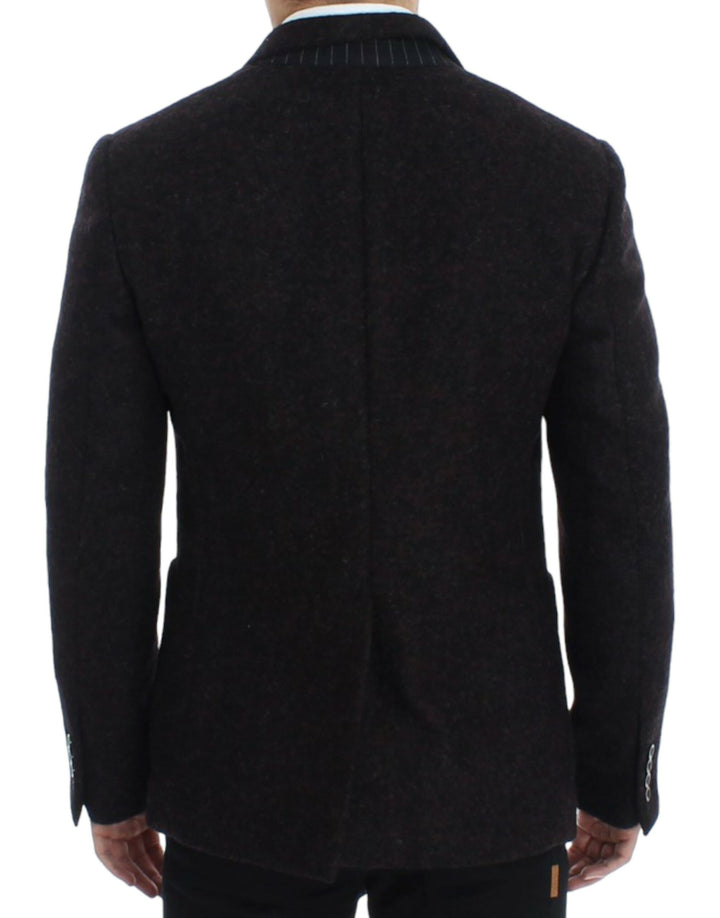 Bordeaux Alpaca Two-Button Blazer Jacket