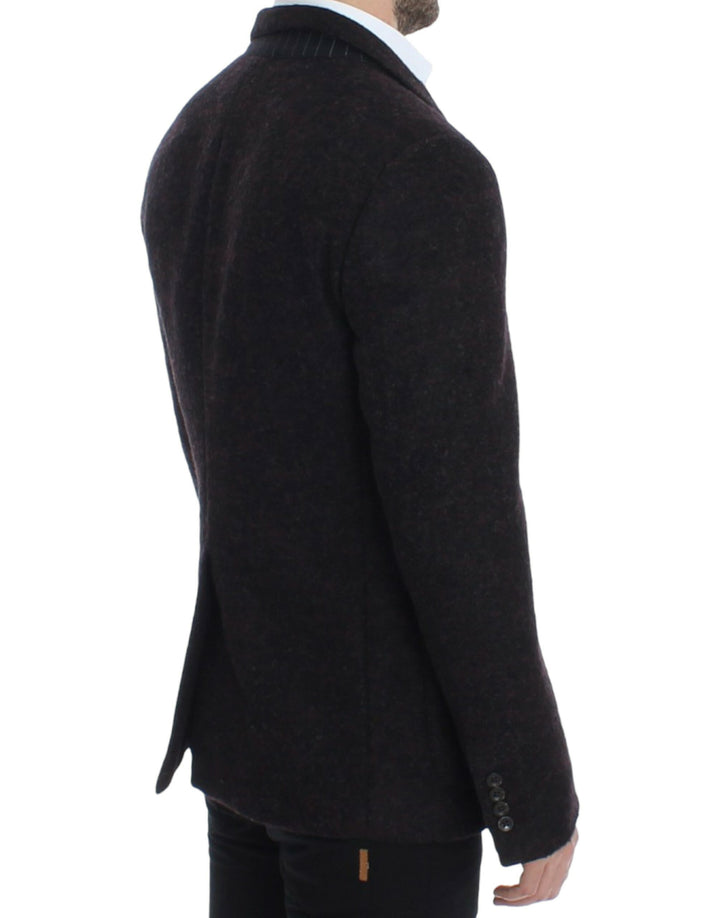 Bordeaux Alpaca Two-Button Blazer Jacket