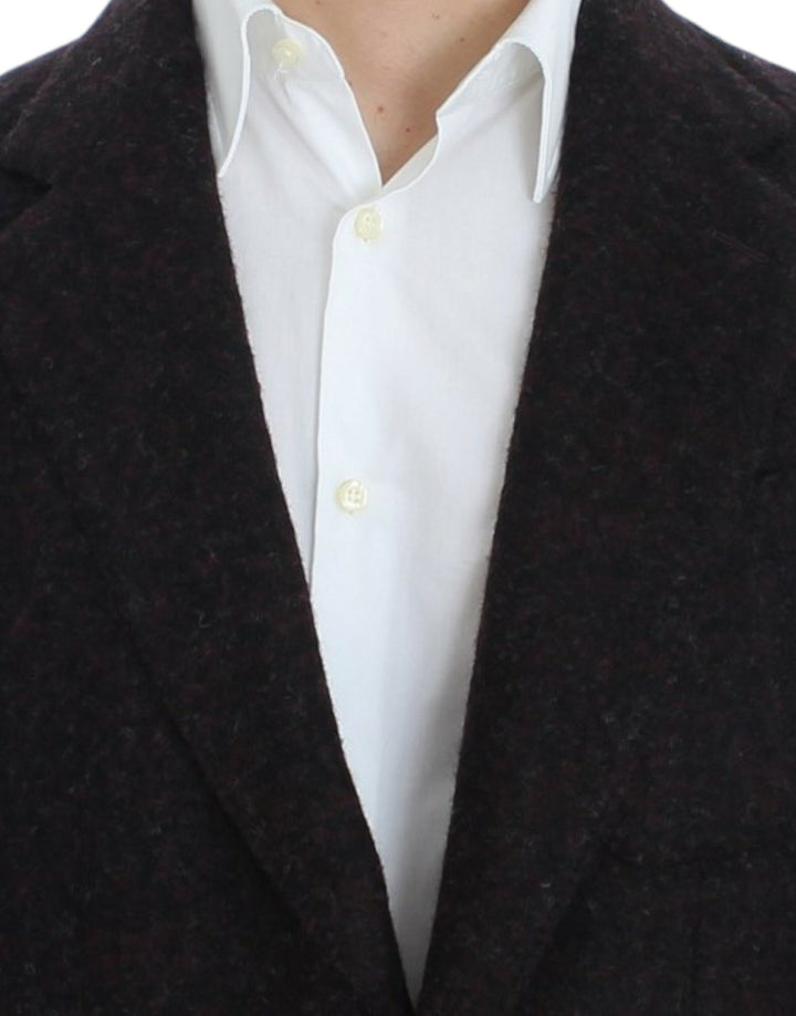 Bordeaux Alpaca Two-Button Blazer Jacket