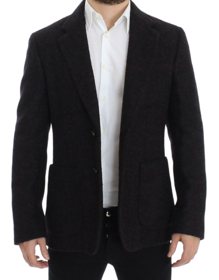 Bordeaux Alpaca Two-Button Blazer Jacket