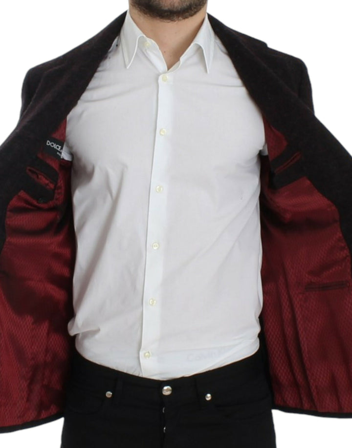 Bordeaux Alpaca Two-Button Blazer Jacket