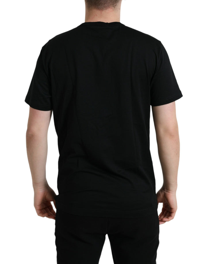 Simple cotton T-shirt with round neck and chain detail