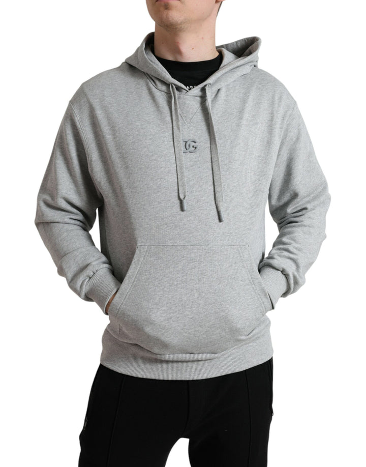 Chic grey logo cotton hoodie