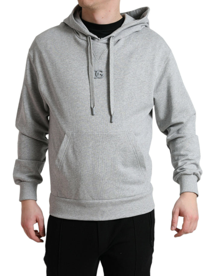 Chic grey logo cotton hoodie