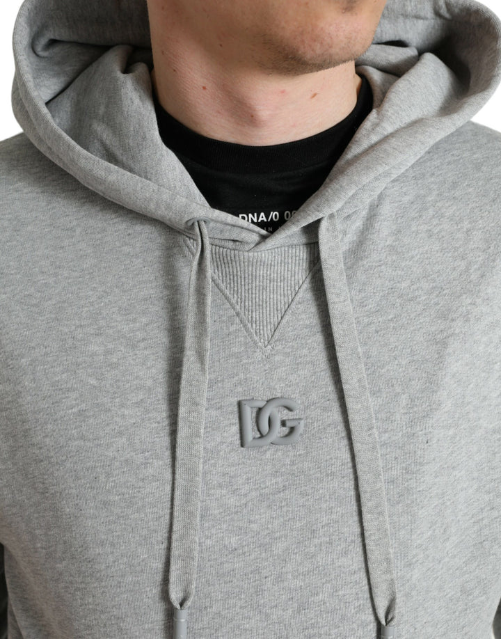 Chic grey logo cotton hoodie