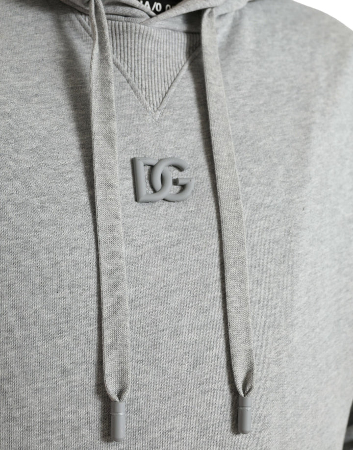 Chic grey logo cotton hoodie