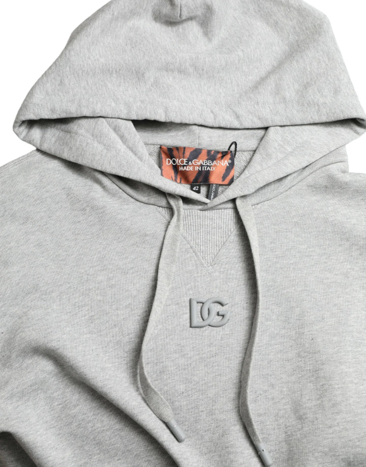 Chic grey logo cotton hoodie