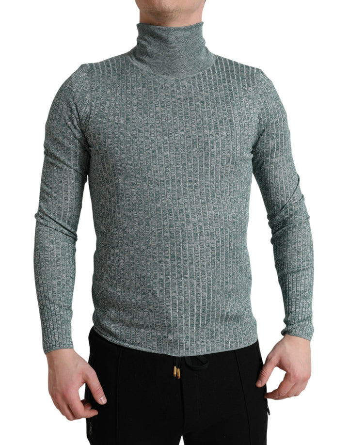Grüner Polyester-Rollkragenpullover