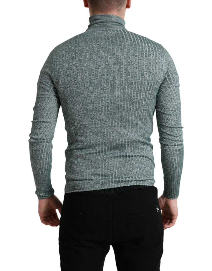 Grüner Polyester-Rollkragenpullover