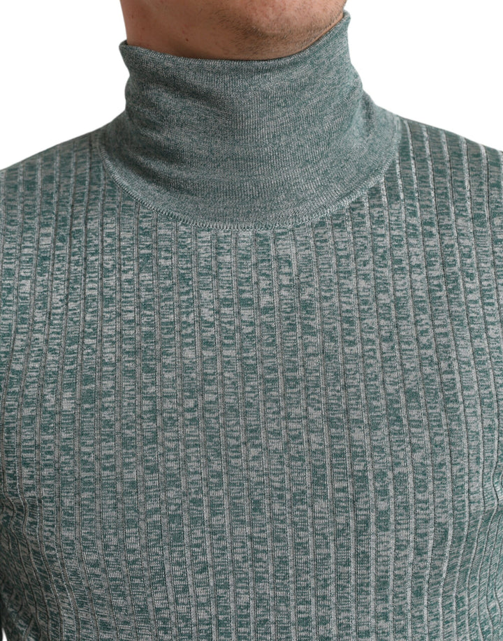 Grüner Polyester-Rollkragenpullover