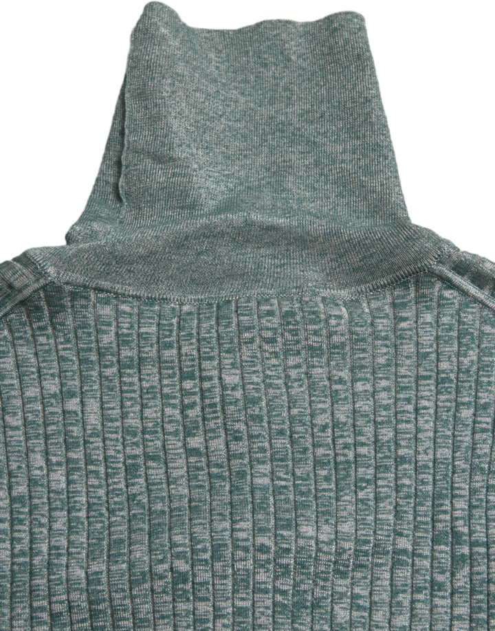 Grüner Polyester-Rollkragenpullover