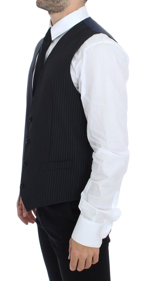 Elegant grey striped dress vest