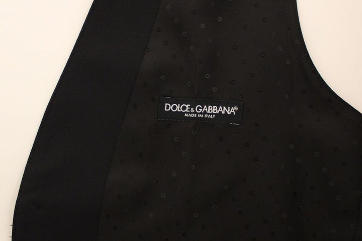 Elegant black silk wool dress vest