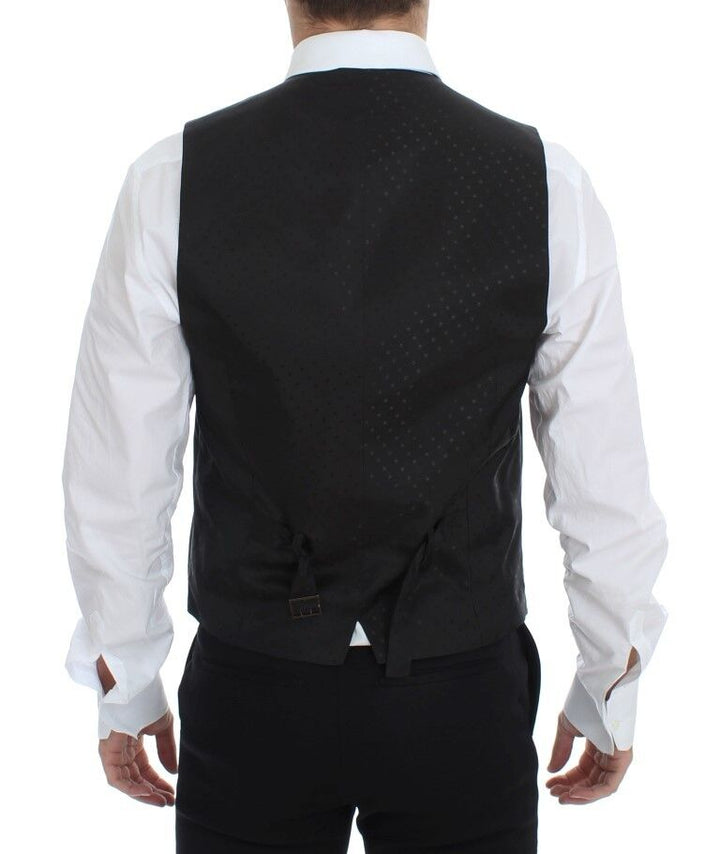 Elegant black silk wool dress vest