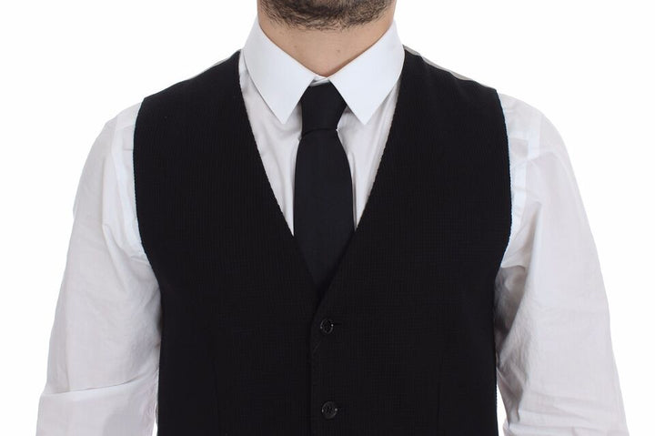 Elegant black silk dress vest